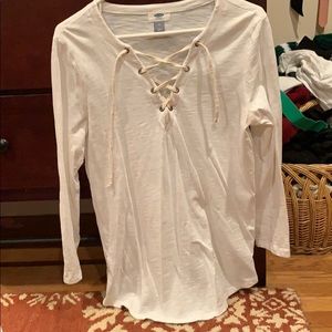 One navy lace up top